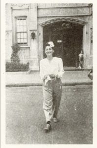 A photograph of Elliott Gould’s mother Lucy Gould, circa mid-1940s, from a memorial card following her death in 1998. Photo courtesy of Elliott Gould