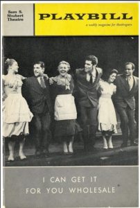 "I Can Get It For You Wholesale" Playbill cover for 1962 Broadway production. Photo courtesy of Elliott Gould